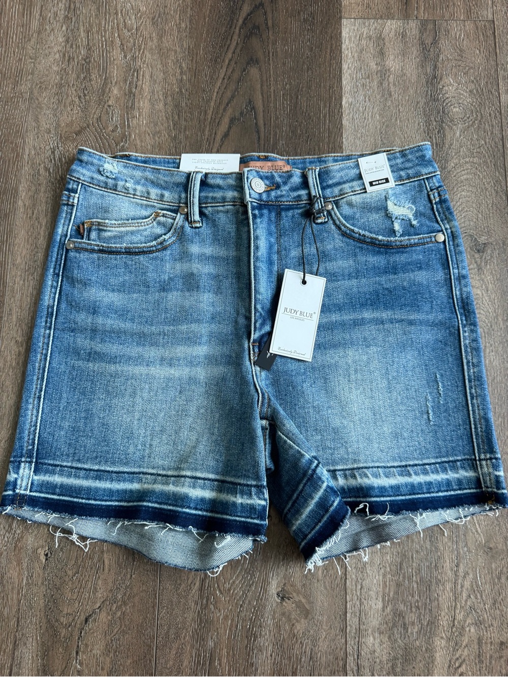 Judy Blue Women's Blue Denim Frayed Hem Shorts